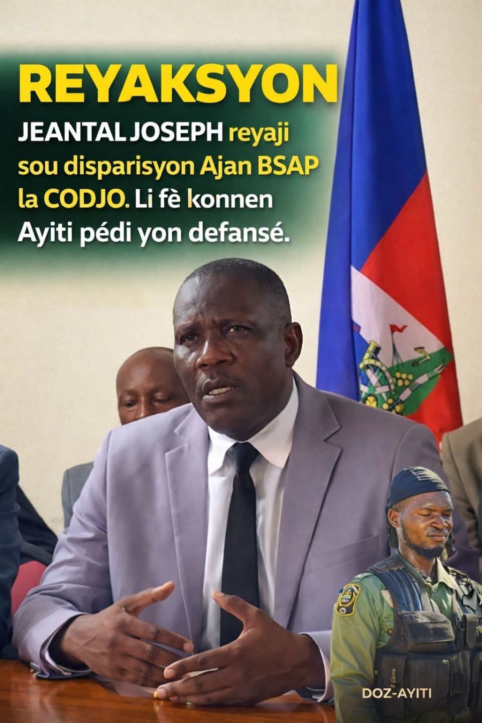 Ex-Director General Jeantel Joseph Condemns the Tragic Assassination of BSAP Departmental Operations Chief Commander Codio Ostherne, Demands Transparent Investigation and Full Justice Ex-Director General Jeantel Joseph Condemns the Tragic Assassination of BSAP Departmental Operations Chief Commander Codio Ostherne, Demands Transparent Investigation and Full Justice